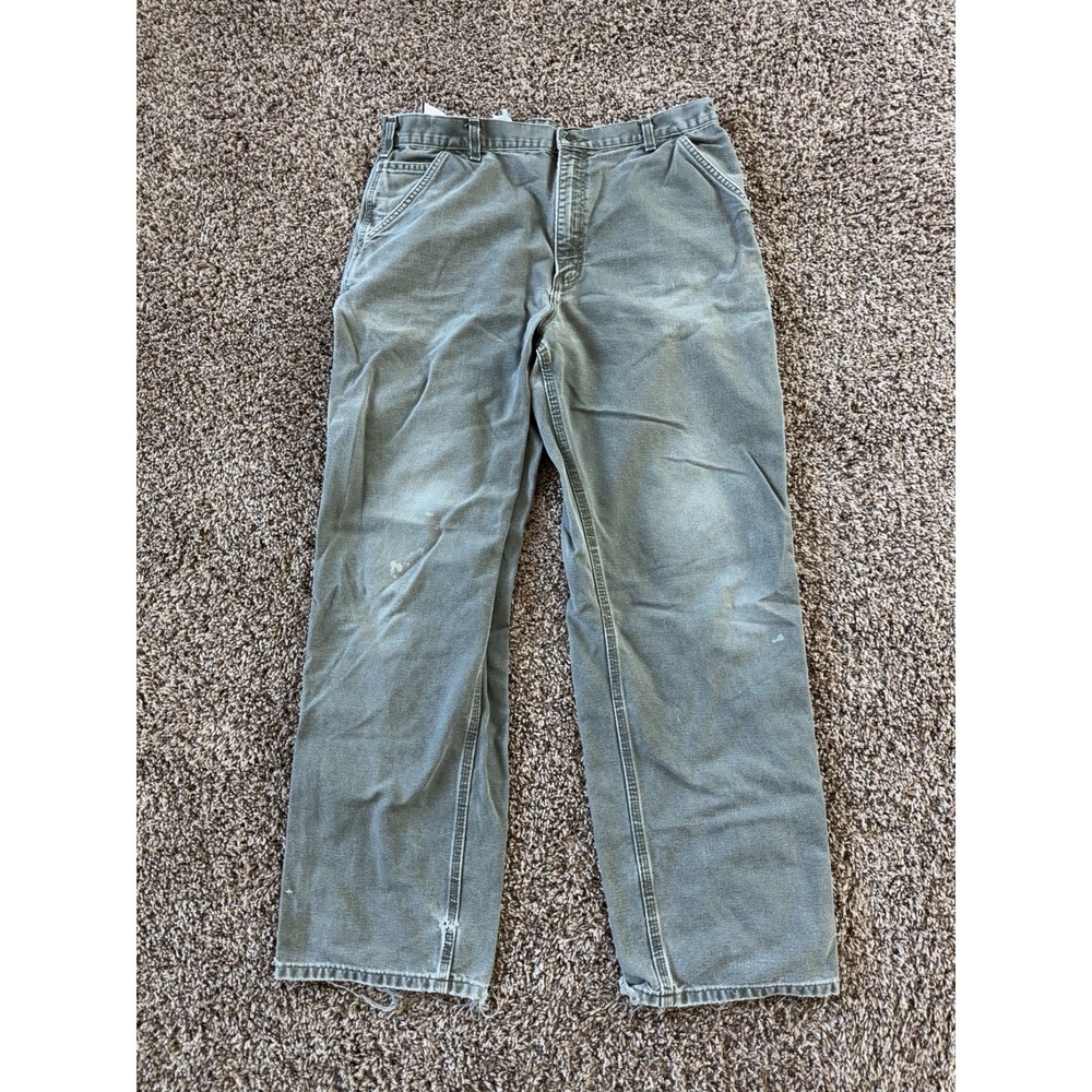 Vintage Carhartt Moss Green Original Dungaree Fit Carpenter Pants B11 MOS 36x32